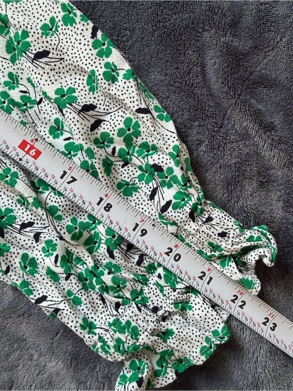 LOFT Clover Floral Ruffle Women's Blouse Green White Long Sleeve Size Large. - Picture 5 of 10